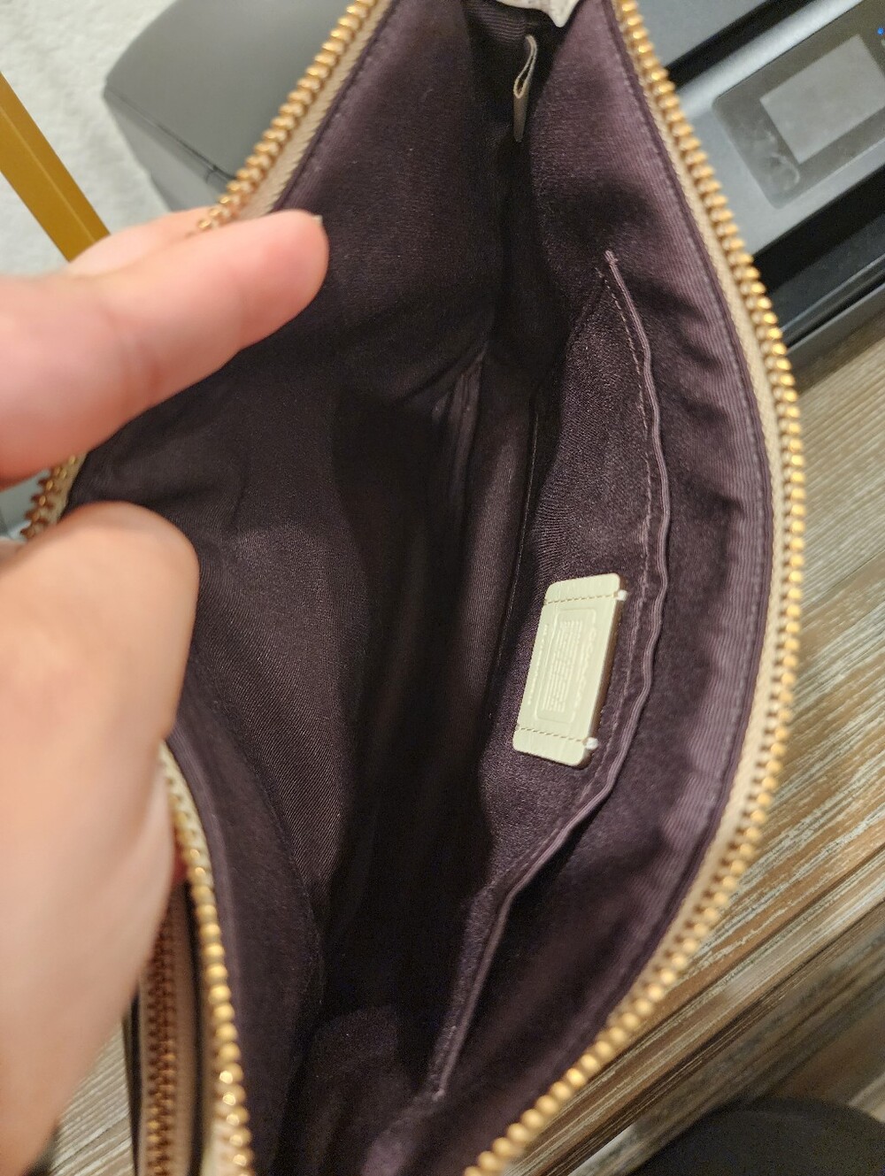 Coach Signature Tan Crossbody Bag with White Trim - Picture 10 of 16
